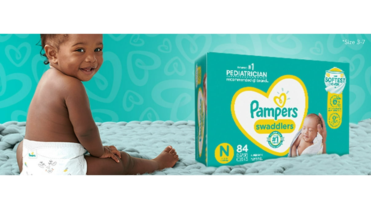 Pampers Swaddlers Diapers, Super Econo Pack, Size Newborn-7, 144-72 Count 
