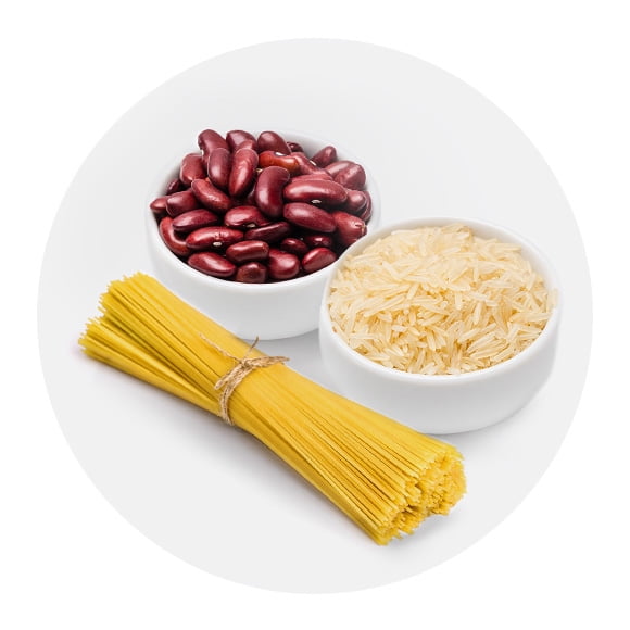 Dry pasta, rice & beans