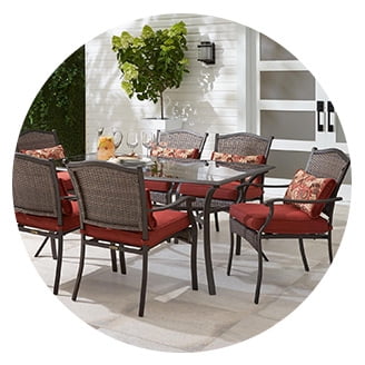 Dporticus 5 Piece Set of Garden Table and Chair Dining Combination Furniture Set Including 4 Stackable Chairs and an Aluminum Imitation Wooden Table for Outdoor Patio Lawn and Terrace 