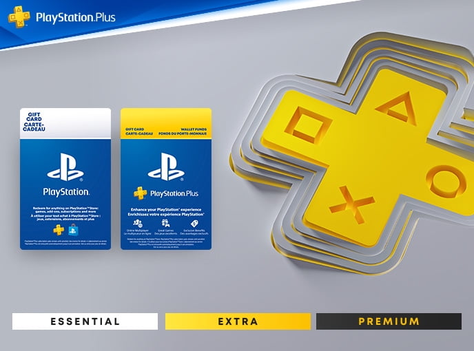 PlayStation Plus - Vous pouvez appliquer les fonds d’une carte-cadeau à l'achat d'une option d'abonnement PlayStation Plus. Magasiner > 