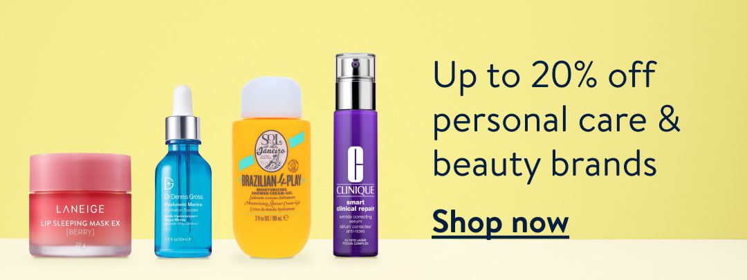 Up to 20% off personal care & beauty brands