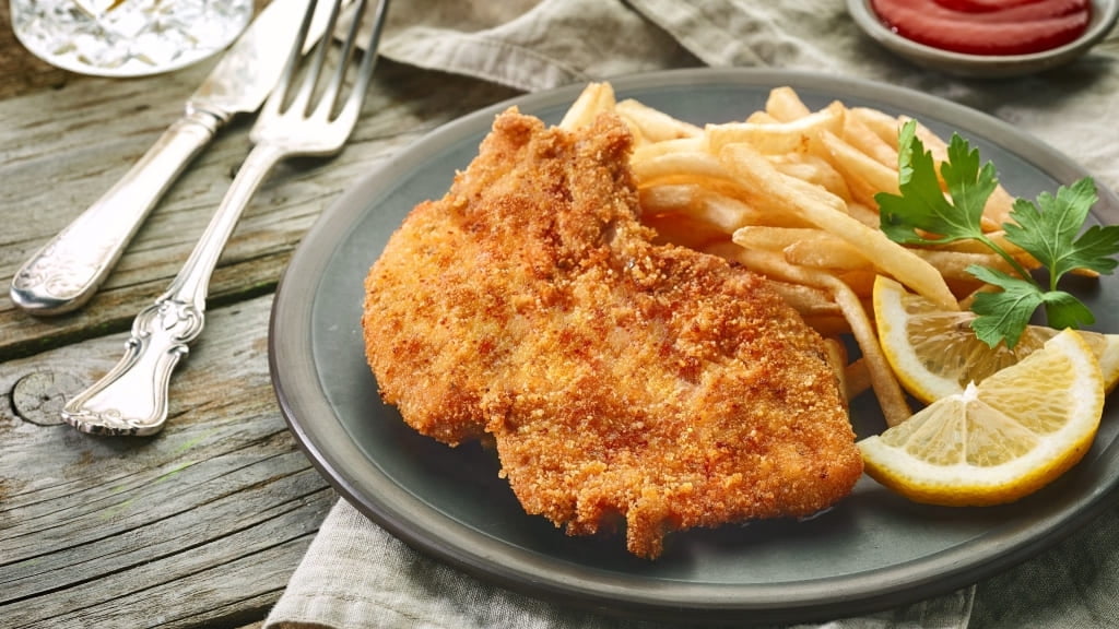 Disfruta este schnitzel crujiente