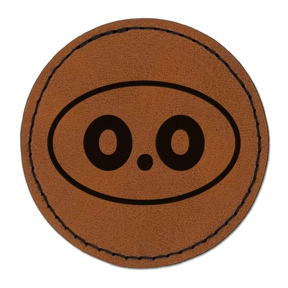 0.0 Funny Marathon Runner 2.5" Faux Leather Round Engraved Iron-On Patch - Brown