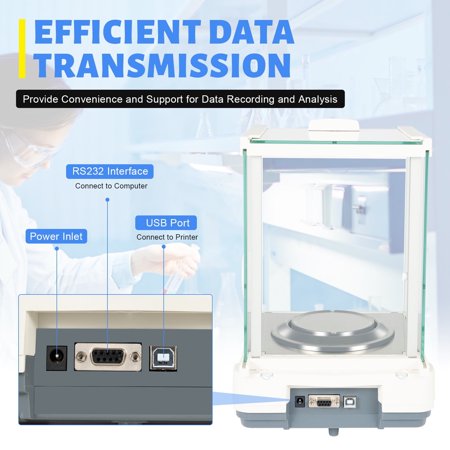 0.0001g 0.1mg Analytical Balance Lab Digital Precision Scale 110V W/AC Adapter White for Laboratories