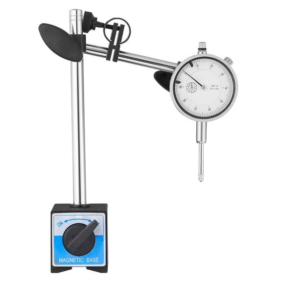 0.001" Dial Test Indicator with Dual Rod Stand, 0-1" Range Precision Tool for Machine Set-Up & Case