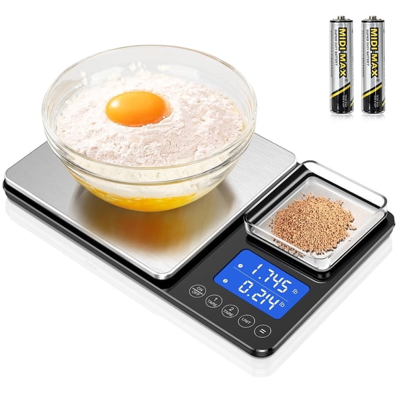 0.001oz/33lb Dual Platform Digital Kitchen Scale, Dual Precision Food Scale in Grams & Ounces with 7 Units, Tare & Accumulation Functions, Ideal for Sourdough Bread, Baking & Cooking
