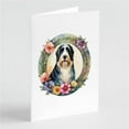 thumbnail image 1 of 0.01 x 5 x 7 in. Bearded Collie & Flowers Greeting Cards & Envelopes - Pack of 8, 1 of 1