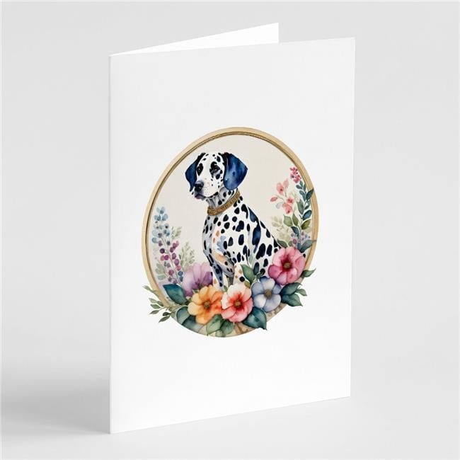 0.01 x 5 x 7 in. Dalmatian & Flowers Greeting Cards & Envelopes - Pack of 8