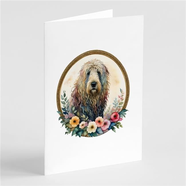 0.01 x 5 x 7 in. Komondor & Flowers Greeting Cards & Envelopes - Pack of 8