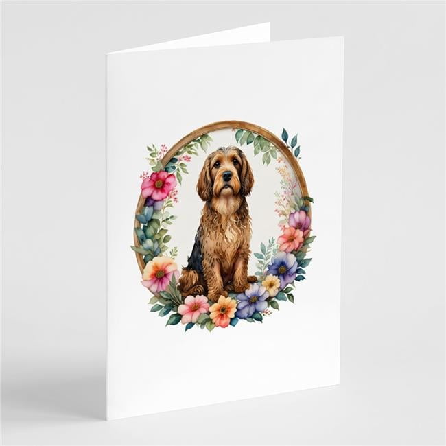 0.01 x 5 x 7 in. Otterhound & Flowers Greeting Cards & Envelopes - Pack of 8