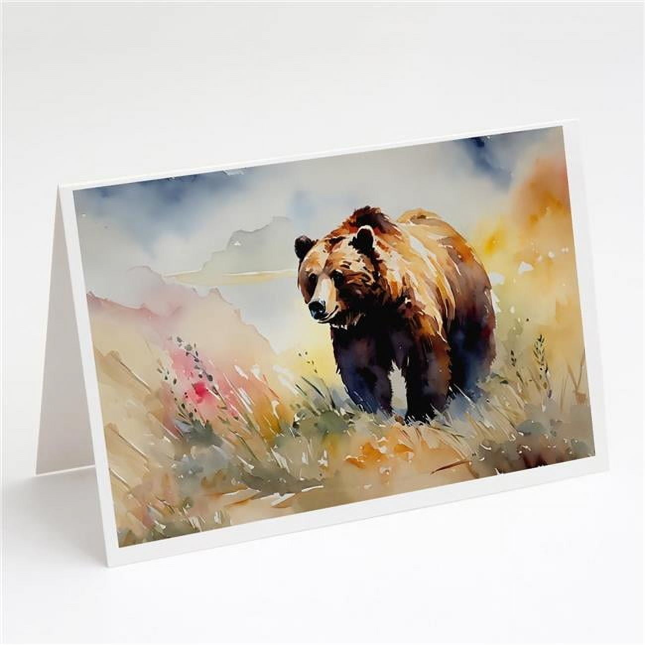 0.01 x 5 x 7 in. Unisex Grizzly Bear Greeting Cards - Pack of 8
