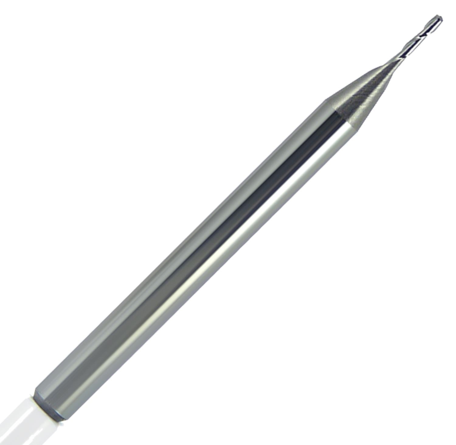 0.014" Diameter 2 Flute Bright Carbide End Mill, .042" Length of Cut, 1-1/2" Overall Length