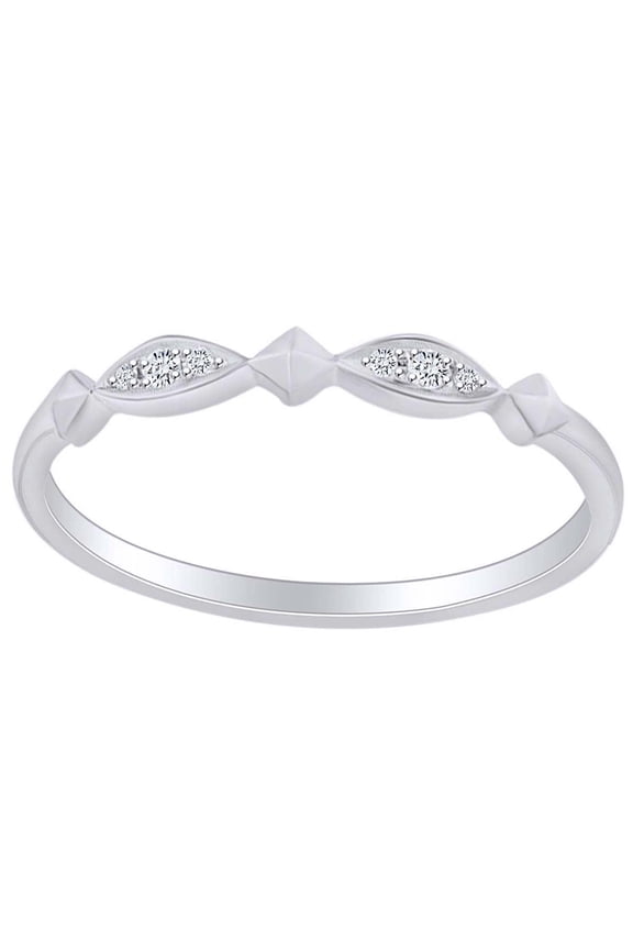 0.02 Carat (Cttw) Round White Natural Diamond Accent Tready Engagement Ring 14K Solid White Gold (I-J Color ,I2-I3 Clarity ,0.02 Carat (Cttw) Ring Size-7.5