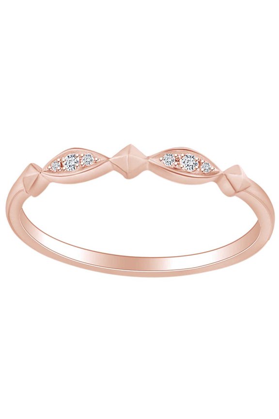 0.02 Carat (Cttw) Round White Natural Diamond Accent Tready Engagement Ring 14K Solid Rose Gold (I-J Color ,I2-I3 Clarity ,0.02 Carat (Cttw) Ring Size-6.5