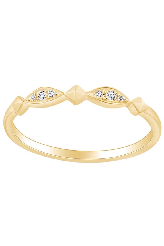 0.02 Carat (Cttw) Round White Natural Diamond Accent Tready Engagement Ring 14K Solid Yellow Gold (I-J Color ,I2-I3 Clarity ,0.02 Carat (Cttw) Ring Size-6.5