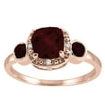 thumbnail image 1 of 0.02 Carat Cushion Cut Garnet and Diamond Ring in 10K Rose Gold, 1 of 1