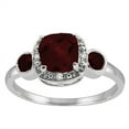 thumbnail image 1 of 0.02 Carat Cushion Cut Garnet and Diamond Ring in 10K White Gold, 1 of 1