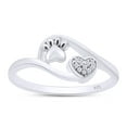 thumbnail image 1 of 0.03 CT Round Cut Natural White Diamond Accent Puppy Pet Paw Print Heart Ring For Women In 14K White Gold Plated 925 Sterling Silver (0.03 Cttw)-9.5, 1 of 7