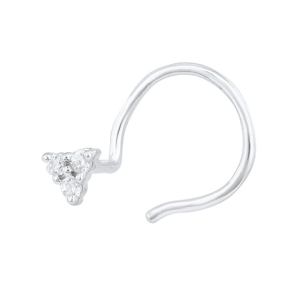 0.03 Carat 3-Stone Diamond Nose Pin Stud in 14K White Gold (I1-I2 Clarity)
