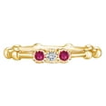 thumbnail image 1 of AFFY 0.03 Carat (Cttw) Round Simulated Ruby & Natural Diamond Engagement Ring 14K Solid Yellow Gold Ring Size-7, 1 of 1