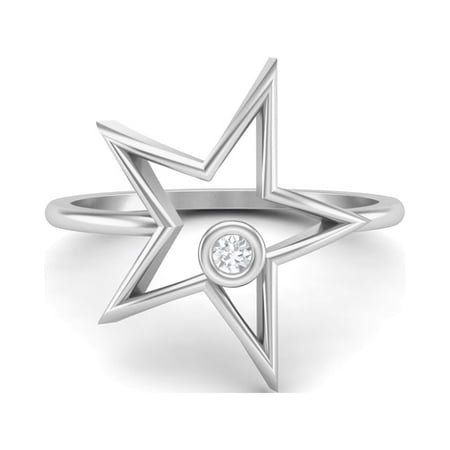 0.03 Carat Moissanite Diamond Open Star Ring E Color VS1 Clarity Brilliant Cut 925 Sterling Silver Solitaire Women Mother's Day Gift Ring