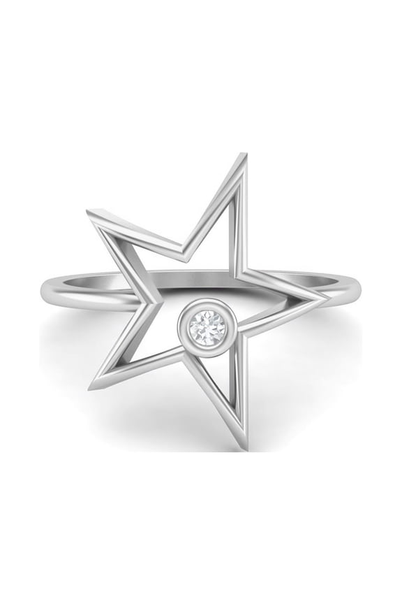 0.03 Carat Moissanite Diamond Open Star Ring E Color VS1 Clarity Brilliant Cut 925 Sterling Silver Solitaire Women Valentines Day Gifts Ring