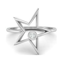 0.03 Carat Moissanite Diamond Open Star Ring E Color VS1 Clarity Brilliant Cut 925 Sterling Silver Solitaire Women Mother's Day Gift Ring