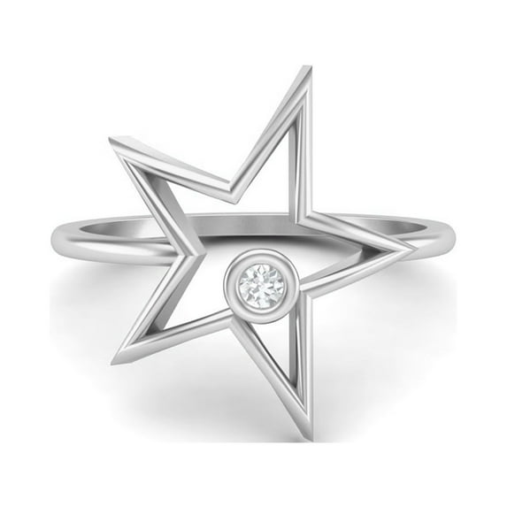 0.03 Carat Moissanite Diamond Open Star Ring E Color VS1 Clarity Brilliant Cut 925 Sterling Silver Solitaire Women Mother's Day Gift Ring