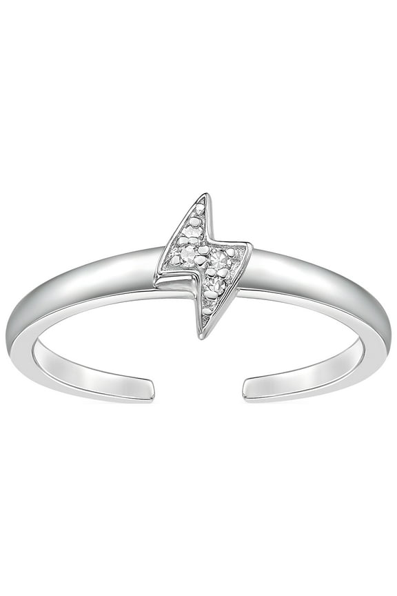 0.03 Carat Natural Diamond Lightning Bolt Toe Ring for Women in 925 Sterling Silver (H-I, I2-I3, 0.03 cttw) Hypoallergenic One Size Adjustable Open Toe Ring by Lavari Jewelers