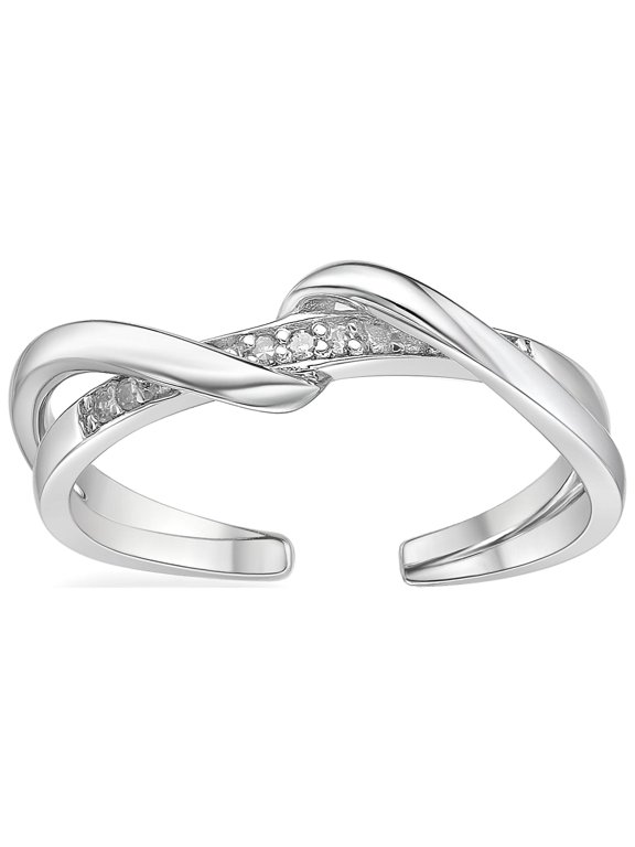 0.03 Carat Natural Diamond Spiral Style Toe Ring for Women in 925 Sterling Silver (H-I, I2-I3, 0.03 cttw) Hypoallergenic One Size Adjustable Intertwined Style Toe Ring by Lavari Jewelers