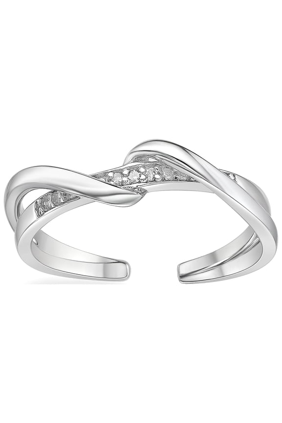 0.03 Carat Natural Diamond Spiral Style Toe Ring for Women in 925 Sterling Silver (H-I, I2-I3, 0.03 cttw) Hypoallergenic One Size Adjustable Intertwined Style Toe Ring by Lavari Jewelers