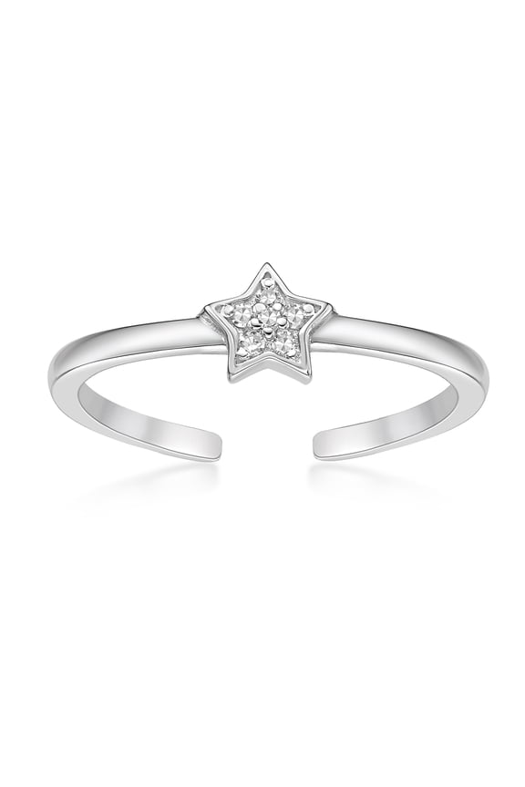 0.03 Carat Natural Diamond Star Toe Ring for Women in 925 Sterling Silver (H-I, I2-I3, 0.03 cttw) Hypoallergenic One Size Adjustable Open Toe Ring by Lavari Jewelers