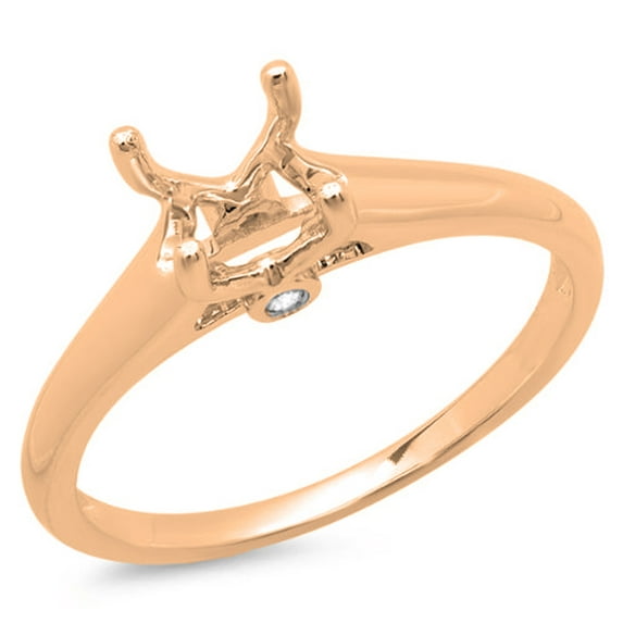 0.03 Carat (ctw) 18K Rose Gold Round White Diamond Ladies Bridal Semi Mount Engagement Ring