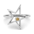thumbnail image 1 of 0.03 Ctw Round Citrine Open Star Ring 925 Sterling Silver Solitaire Valentines Day Gifts Ring, 1 of 1