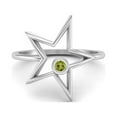 thumbnail image 1 of 0.03 Ctw Round Peridot Open Star Ring 925 Sterling Silver Solitaire Valentines Day Gifts Ring, 1 of 1