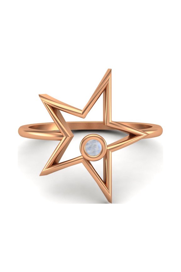 0.03 Ctw Round Rainbow Open Star Ring 925 Sterling Silver Rose Vermeil Solitaire Valentines Day Gifts Ring