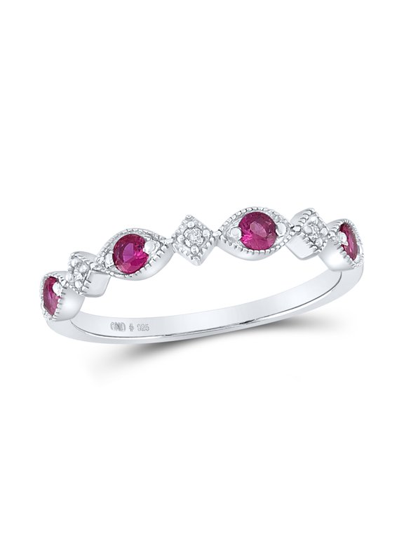 0.03CTW-DIA 1/3CT-RUBY SYNTHETIC GEMSTONE RING