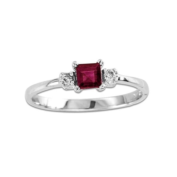 0.04 CTW Diamond & Ruby Ring, 14K Gold - Size 7