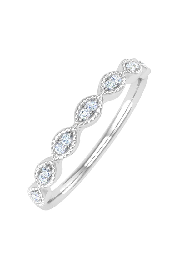 0.04 Carat Anniversary Wedding Band Ring in 10k White Gold (Ring Size 4.5)