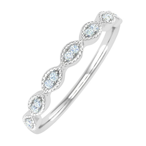 0.04 Carat Anniversary Wedding Band Ring in 10k White Gold (Ring Size 6.5)