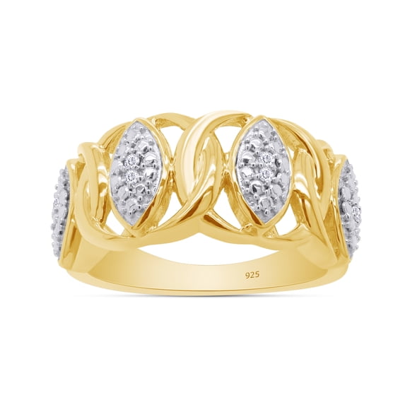 AFFY 0.04CT Round White Natural Diamond Accent Twist Ring 14K Yellow Gold over Silver-12.5