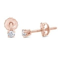 thumbnail image 1 of 0.04 Carat (Cttw) Round Cut White Natural Diamond Accents 4-Prong Screw Back Solitaire Stud Earrings In 14k Rose Gold Over Sterling Silver Jewelry For Women, 1 of 5