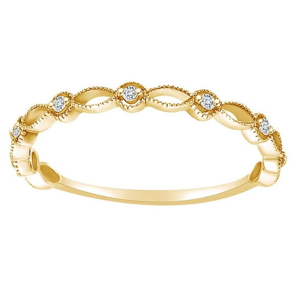 AFFY 0.04 Carat (Cttw) Round White Natural Diamond Accent Vintage Style Engagement Ring 14K Solid Yellow Gold (I-J Color ,I2-I3 Clarity ,0.04 Carat (Cttw) Ring Size-8.5