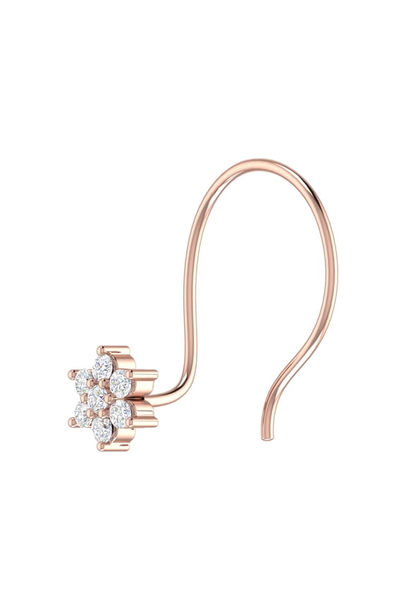0.04 Carat Diamond Star Nose Pin Stud in 14K Rose Gold (I1-I2 Clarity)