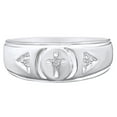 thumbnail image 1 of AFFY 0.04 Carat Round Shape White Natural Diamond Accent Men's Cross Wedding Band Ring 14k Solid Yellow Gold Ring Size-10, 1 of 1