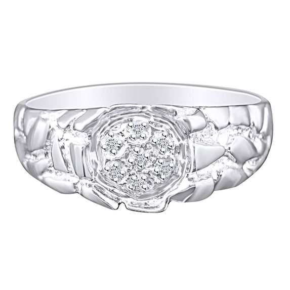 AFFY 0.04 Carat White Natural Diamond Accent Men's Nugget Style Anniversary Ring 10k Solid Rose Gold Ring Size-11