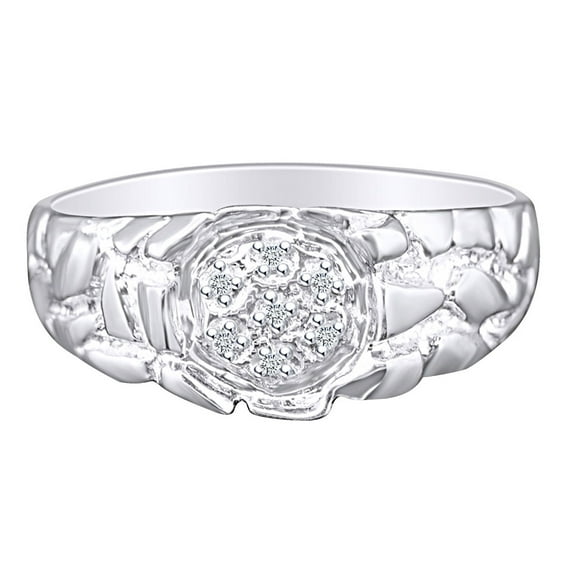 AFFY 0.04 Carat White Natural Diamond Accent Men's Nugget Style Anniversary Ring 10k Solid Yellow Gold Ring Size-10