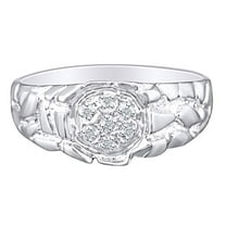 AFFY 0.04 Carat White Natural Diamond Accent Men's Nugget Style Anniversary Ring 10k Solid Yellow Gold Ring Size-9