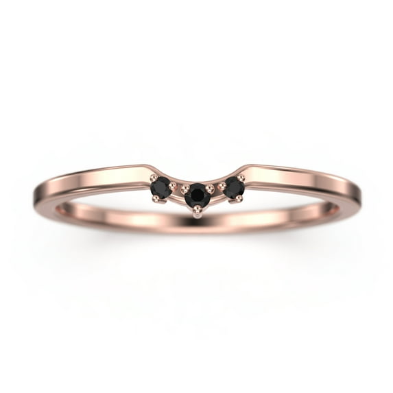 0.04ct Mini Trio Black Diamond Moissanite Nesting Ring 10K Rose GoldWedding Band