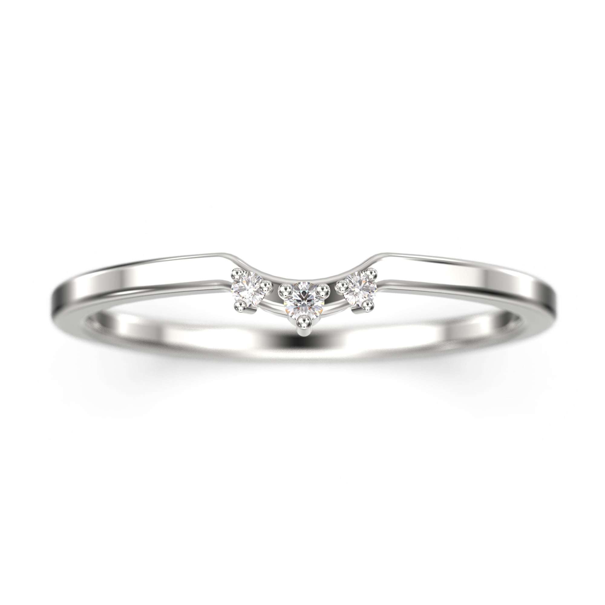 Nesting Rings 0.04ct Mini Trio Diamond Moissanite Nesting Ring 18K White Gold Over ...
